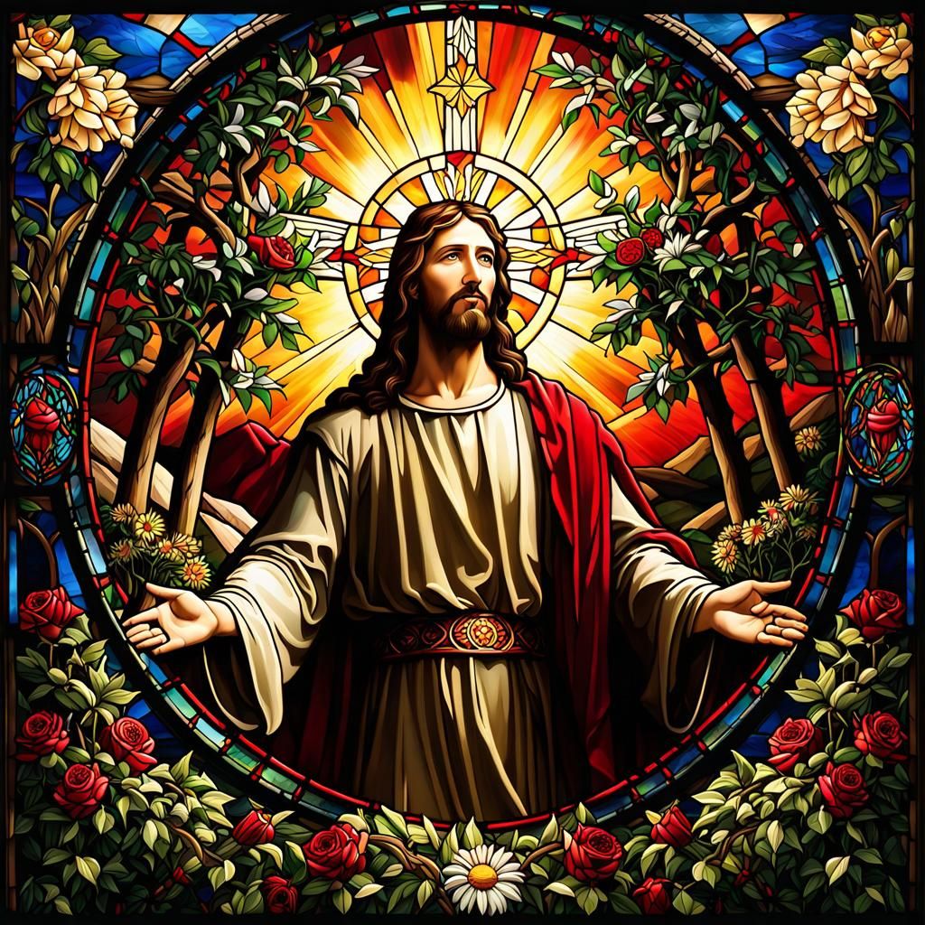 stained glass Jesus
