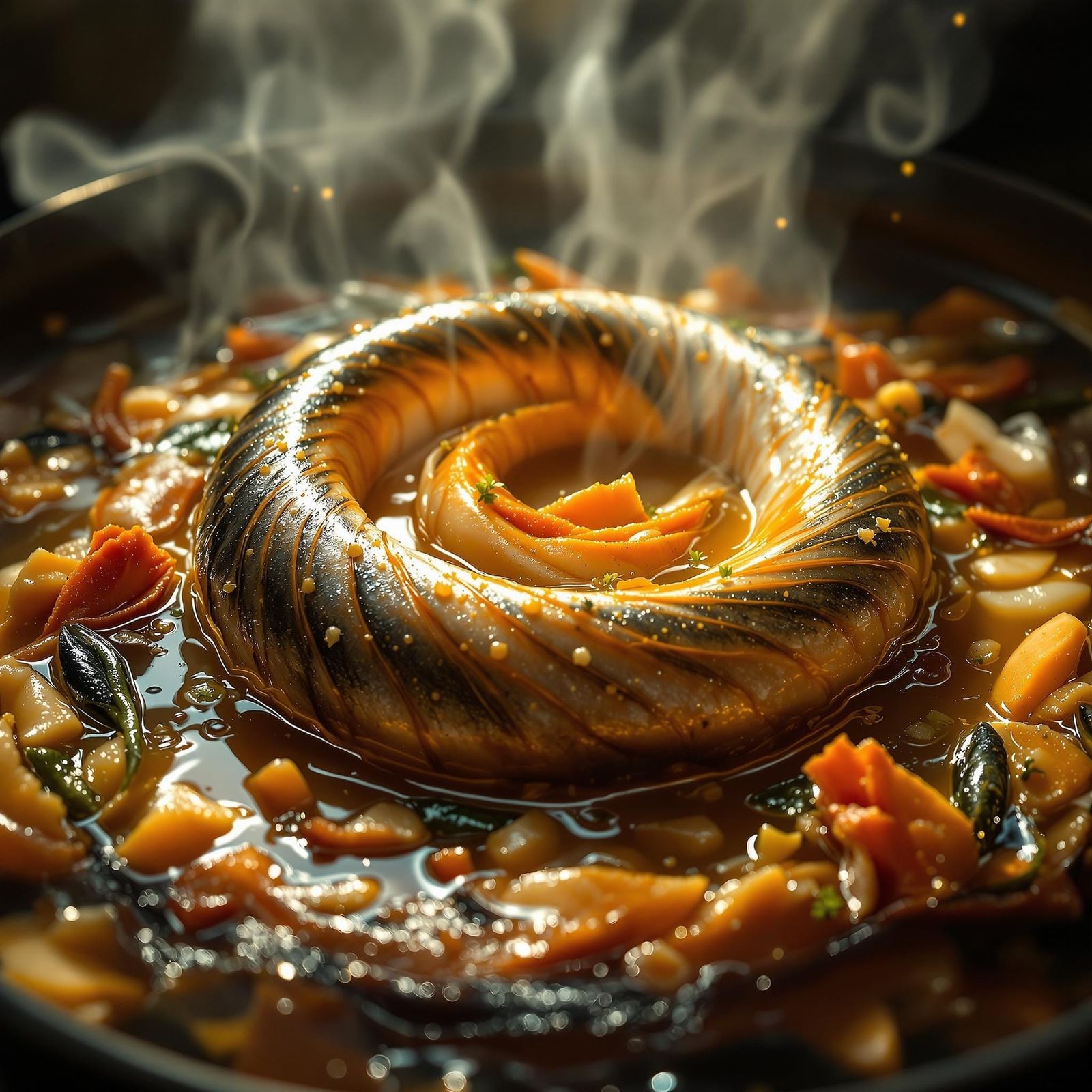 Golden Ouroboros Soup in Hypnotic Spiral