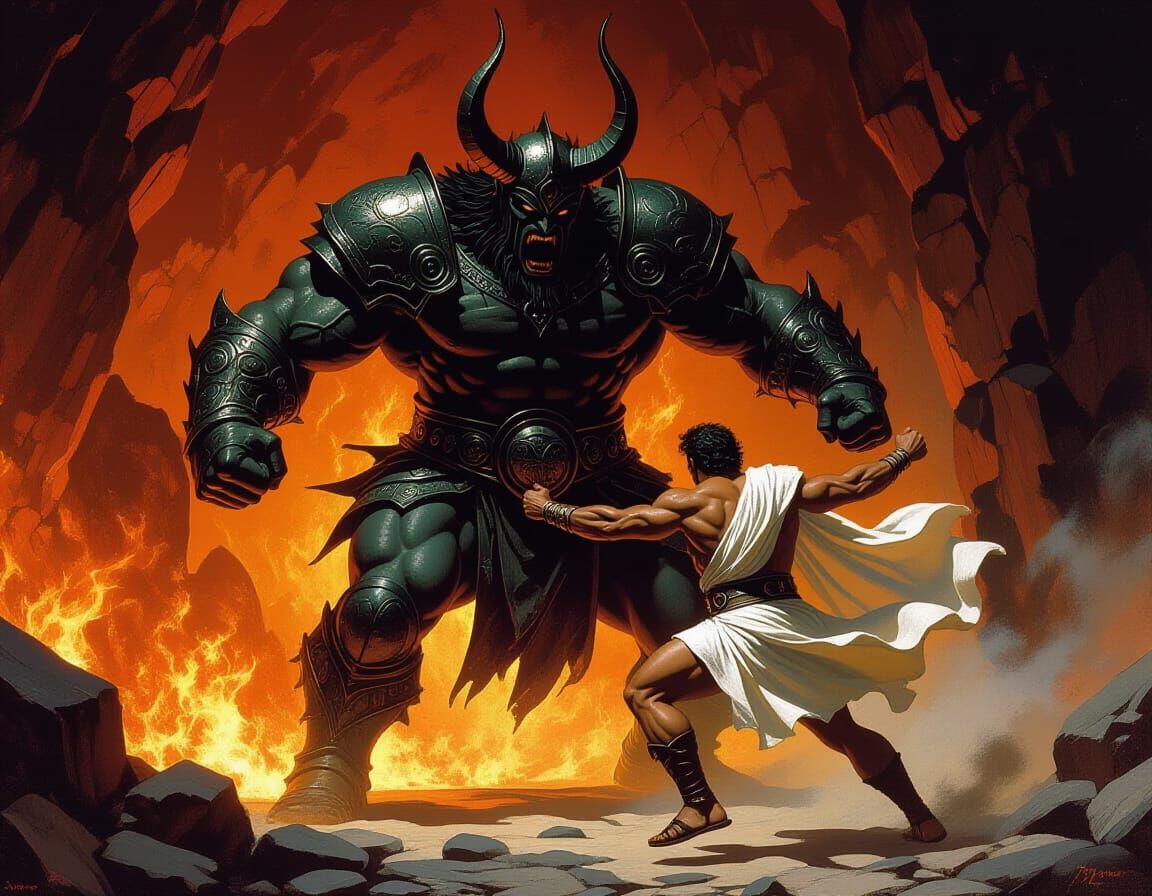 Muscular Underworld God Captures Terrified Greek Adventurer