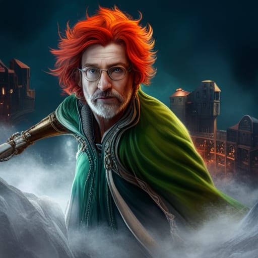 Medieval Hobbit Inventor with Goggles, Digital Art