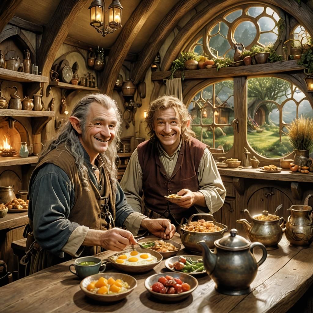 Joyful Hobbit Breakfast in The Shire: Fantasycore