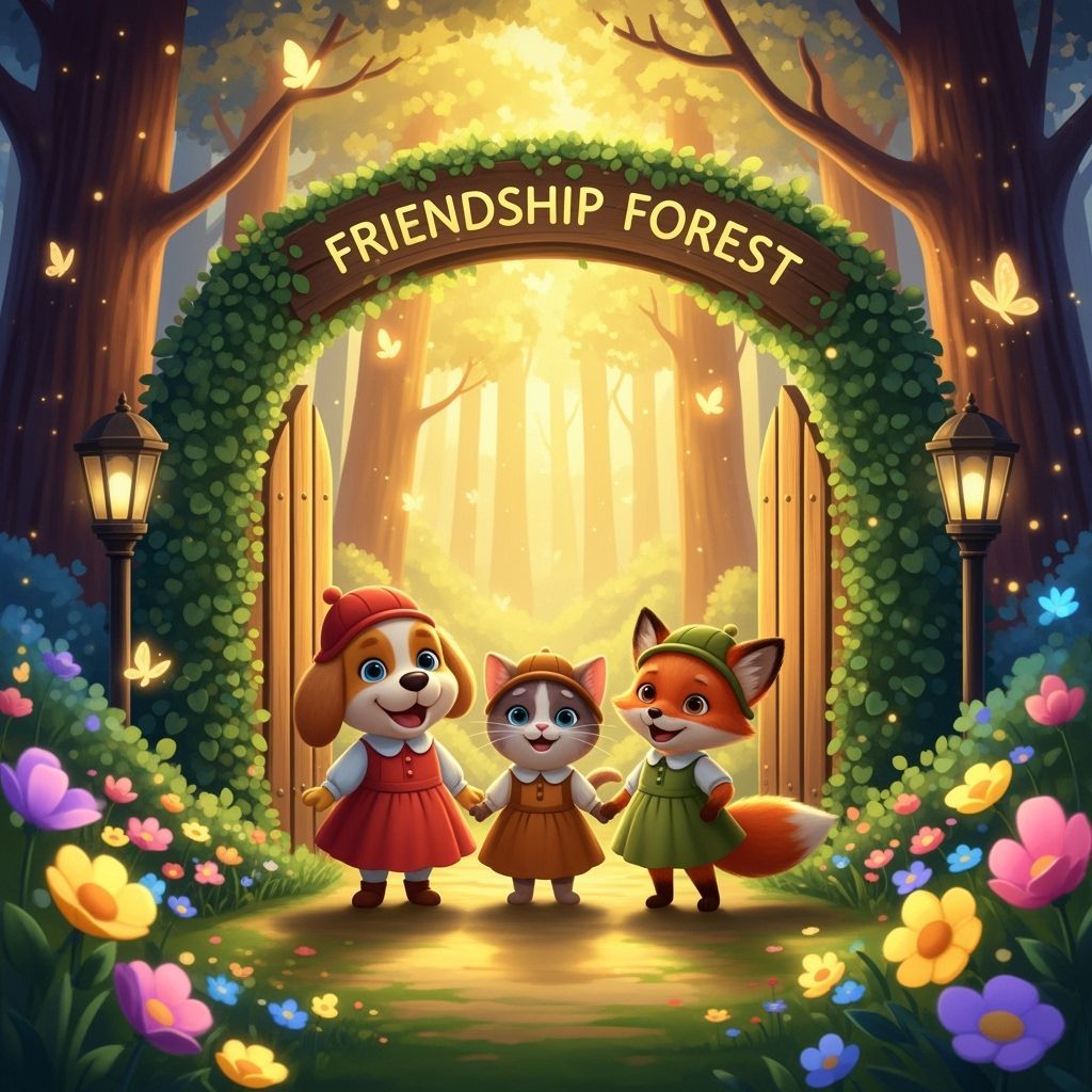 Friendship Forest Animals in Golden Morning Sunlight