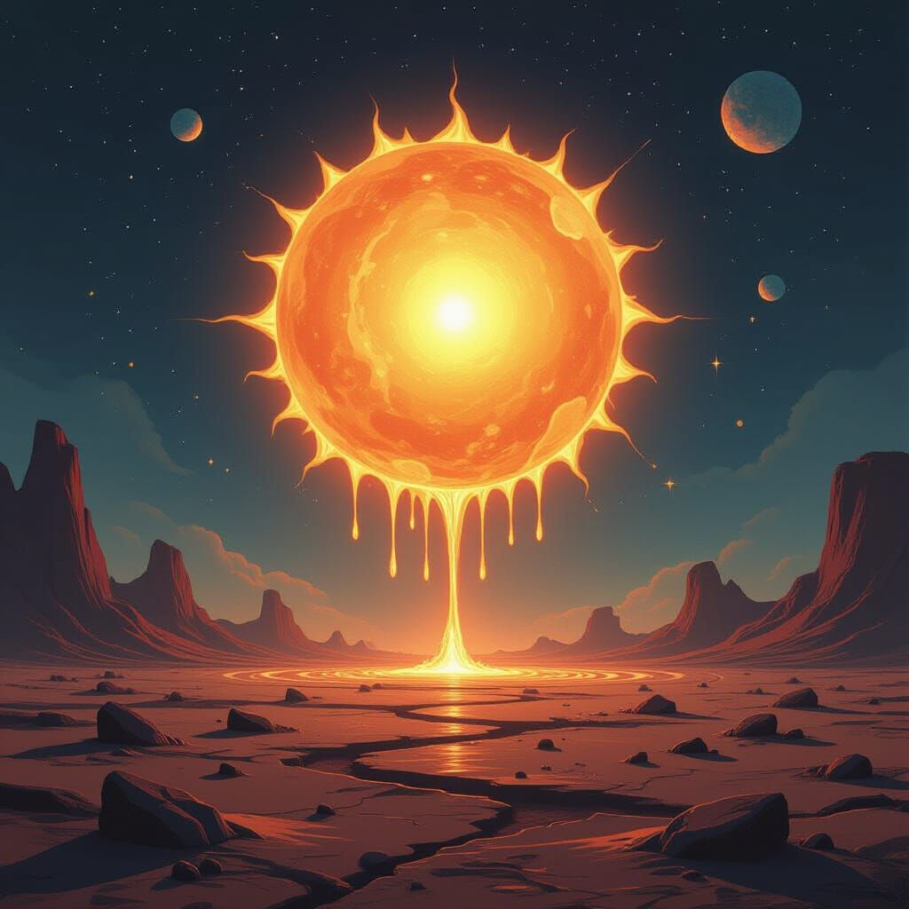 Melting Celestial Sun in Psychedelic Cosmic Art