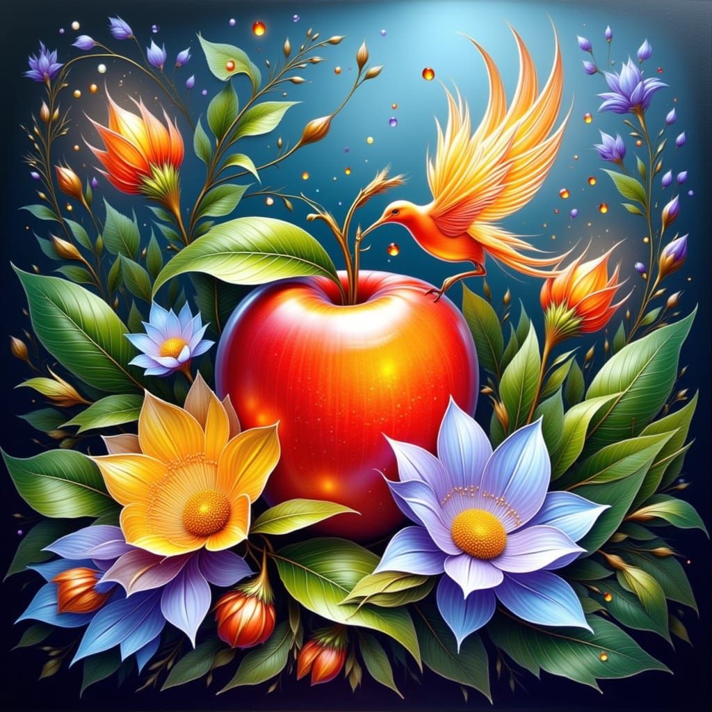 A colored glass apple