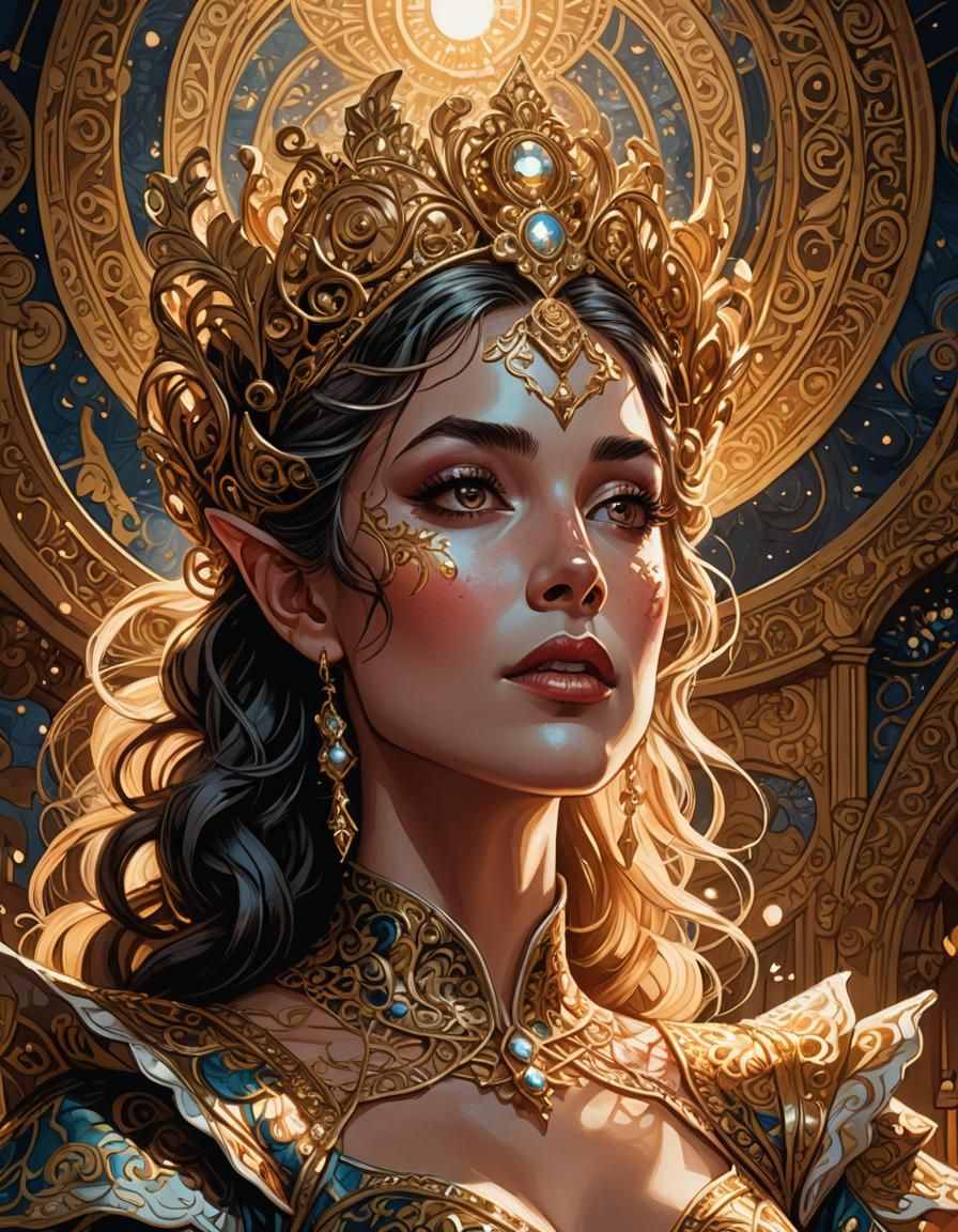 Elf Opera Singer in Comic Book Style