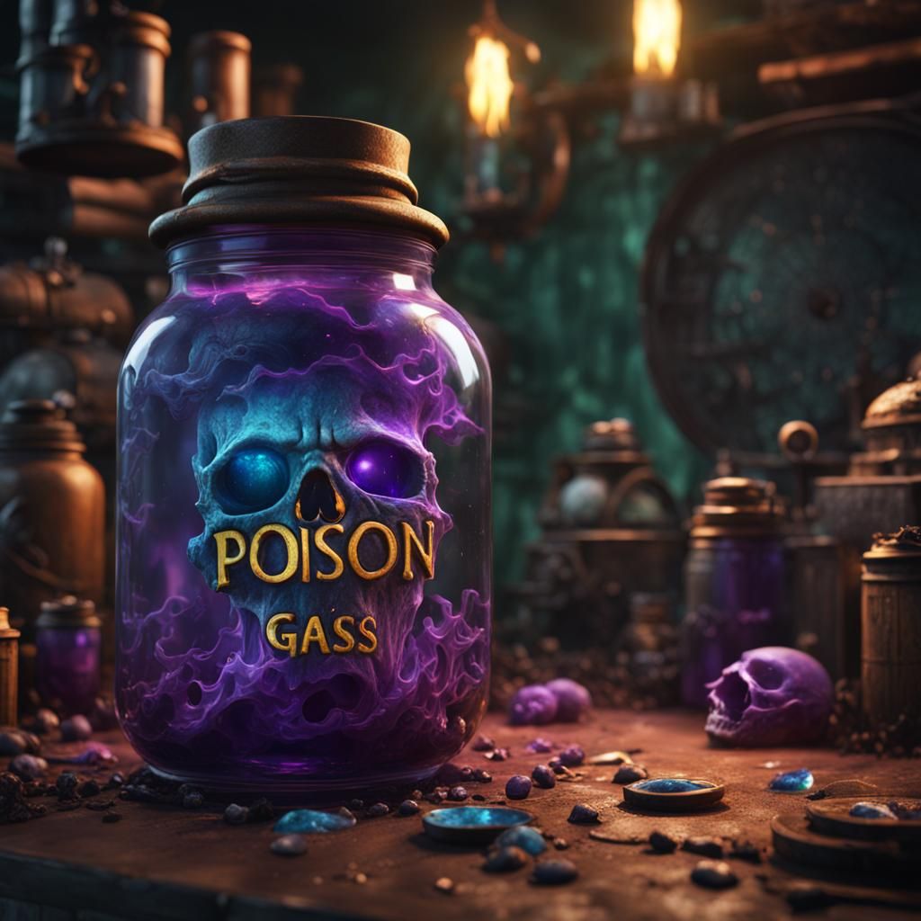 Detailed Poison Gas Jar in Matte Painting Style