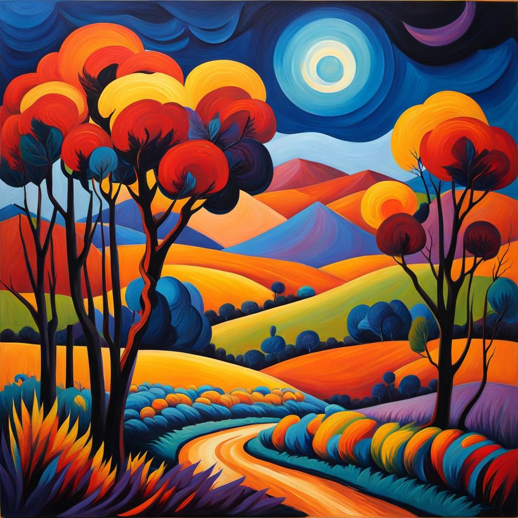 Bewitching Landscape in Fauvism Style Oil Painting