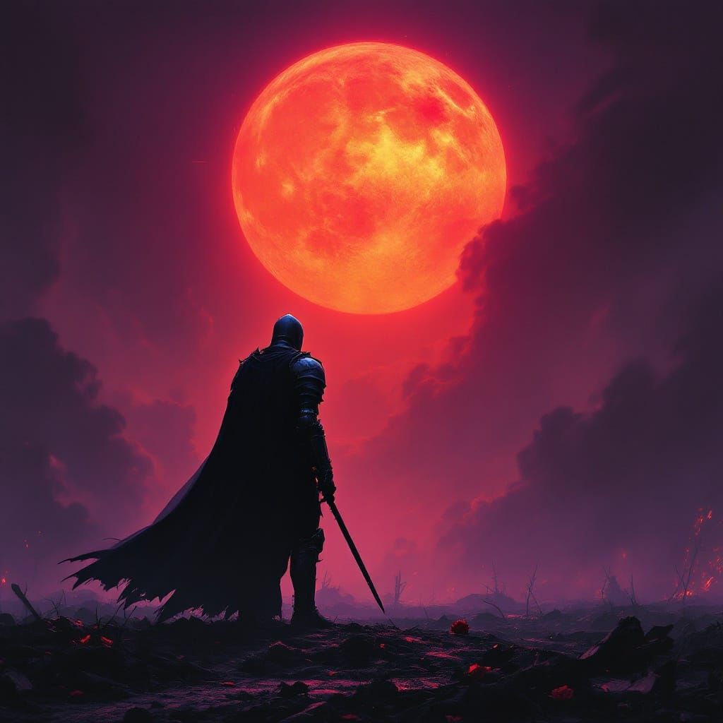 Lone Knight in Sunset's Fading Light