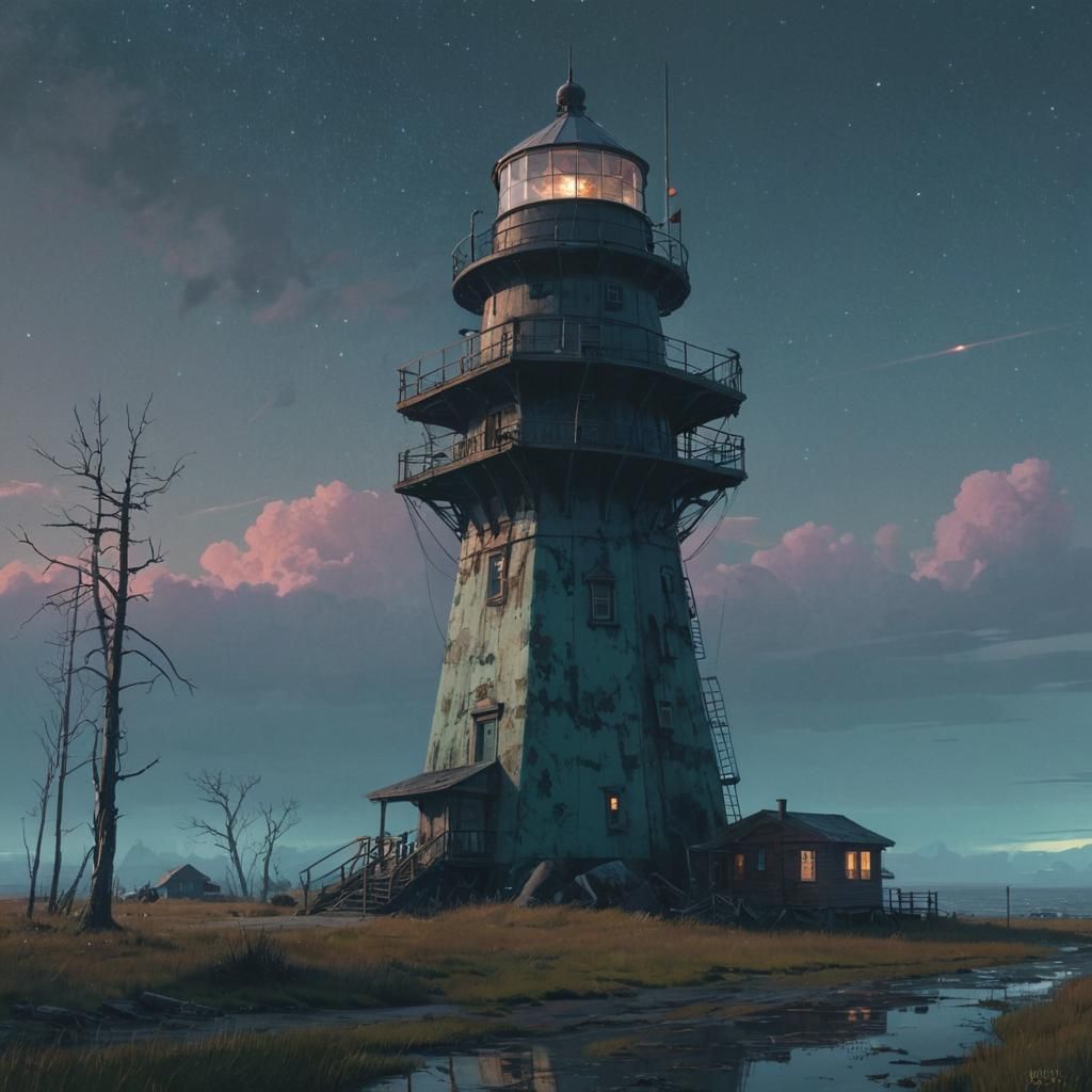 Lighthouse in Space: Haunting Digital Matte Painting