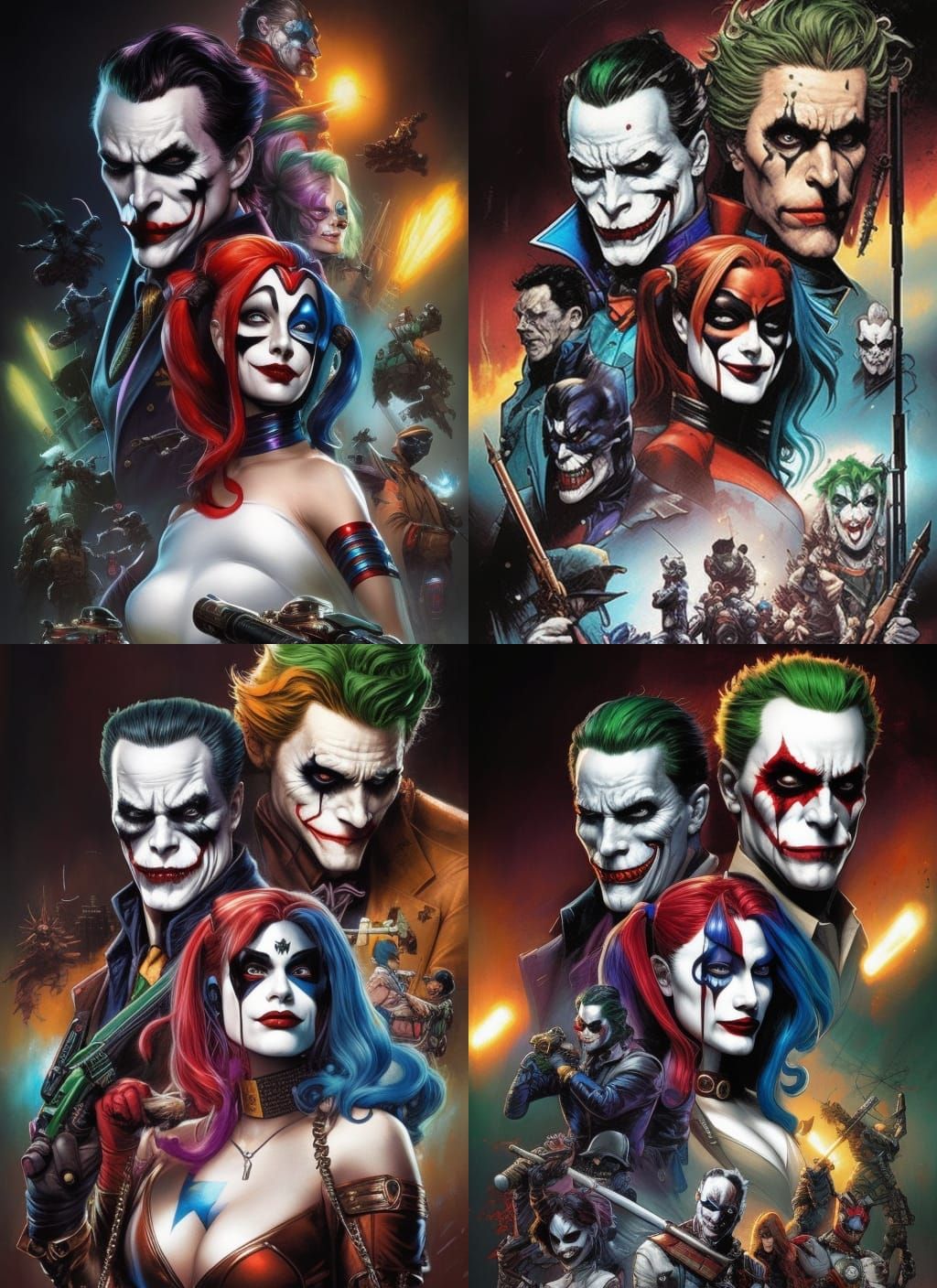 Harley Quinn and Joker Crayon Caricatures