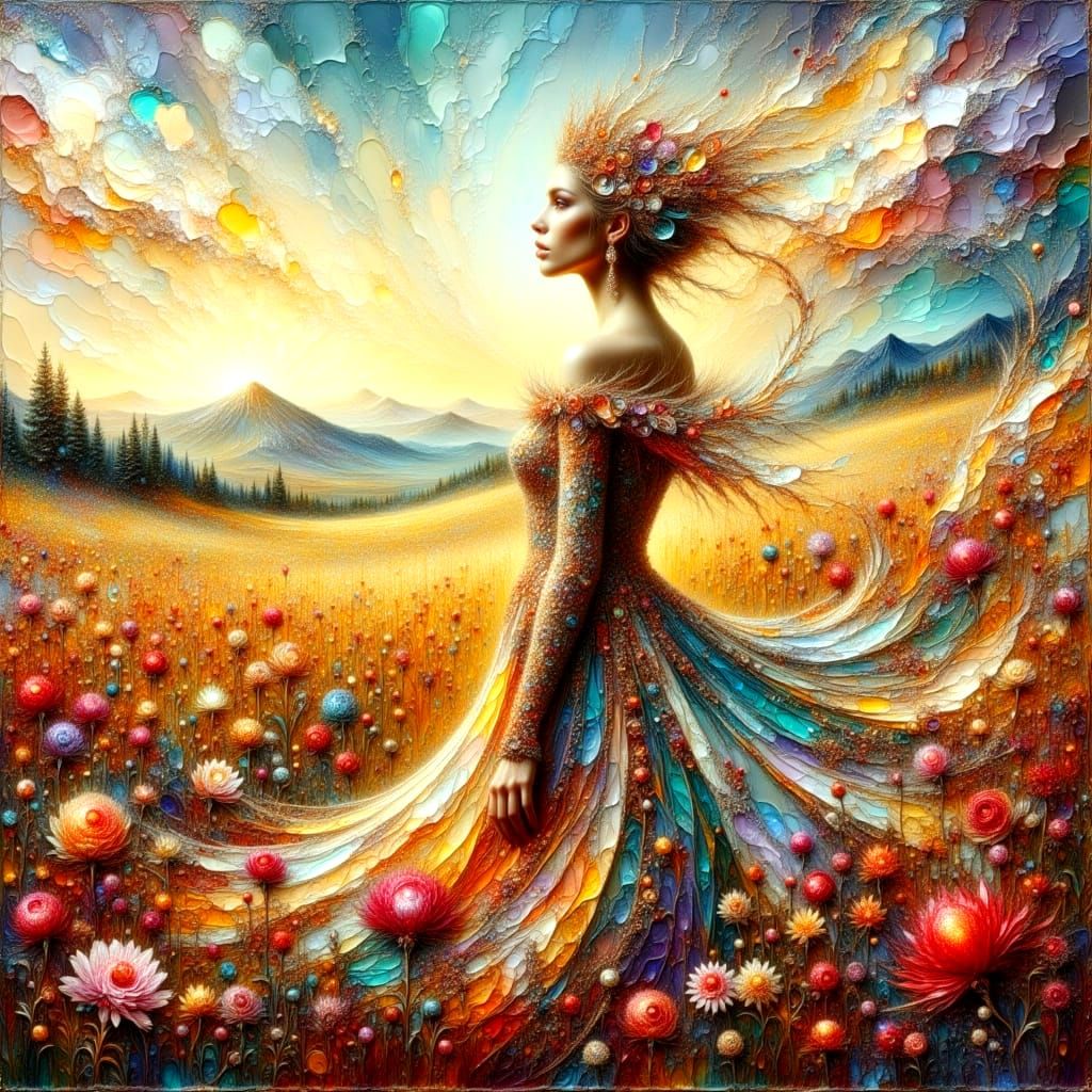 Sunlit Landscape with Vibrant Wildflowers