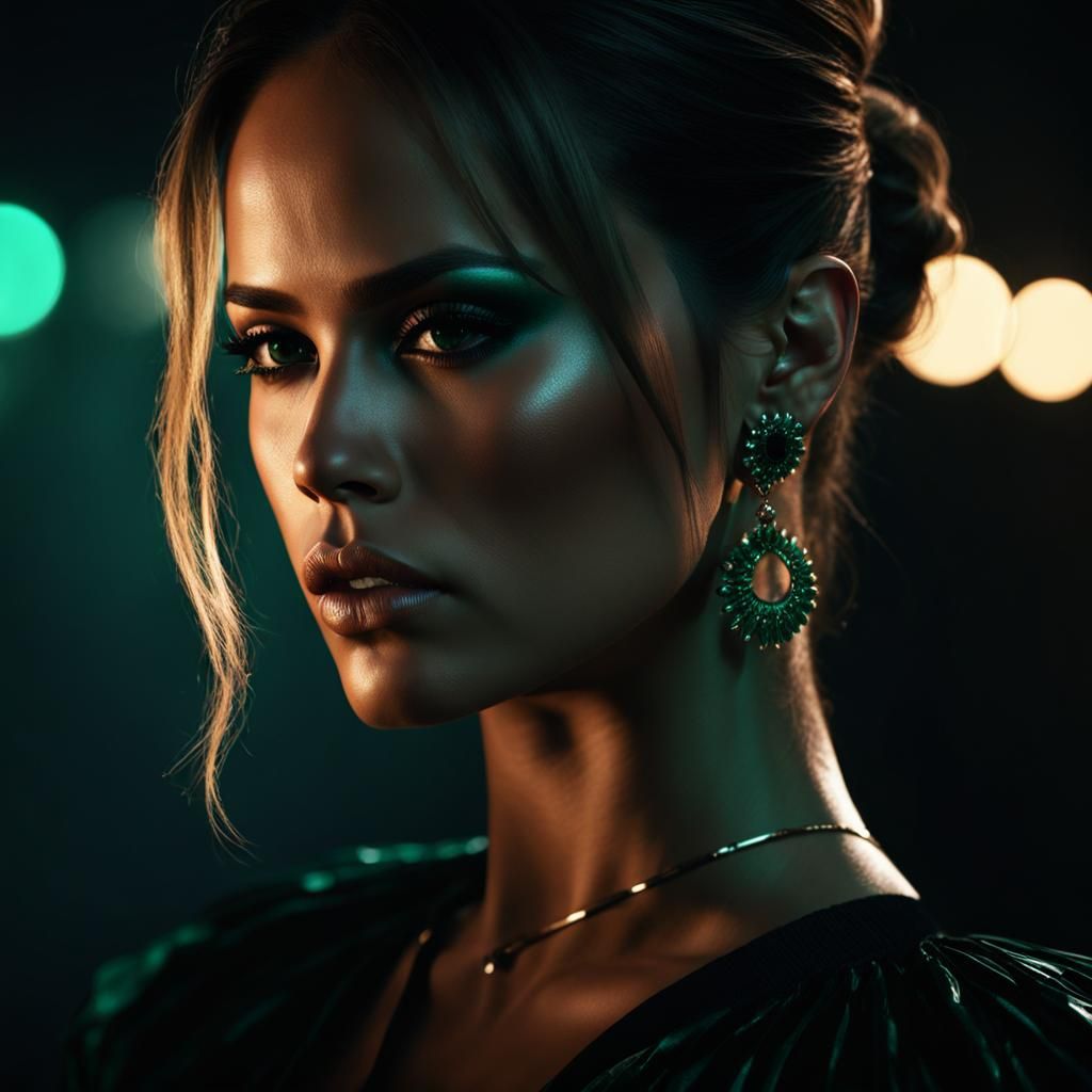 Eiza Portrait with Emerald Eyeshadow, Cinematic 8k