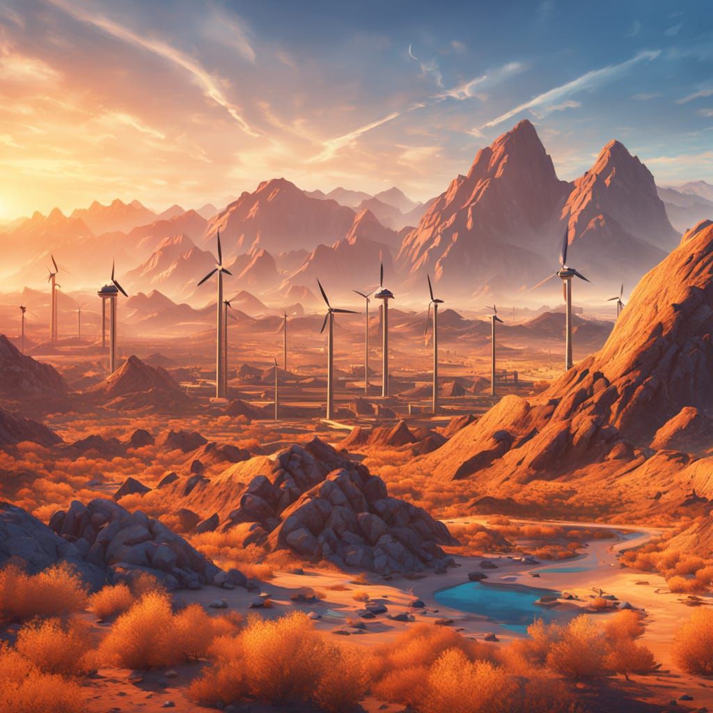 Coachella Valley Landscape with Windmills: Fantasy Concept A...