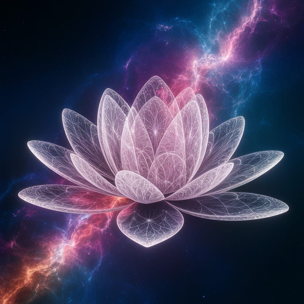 Ethereal Lotus Blooms in Cosmic Dreamscape