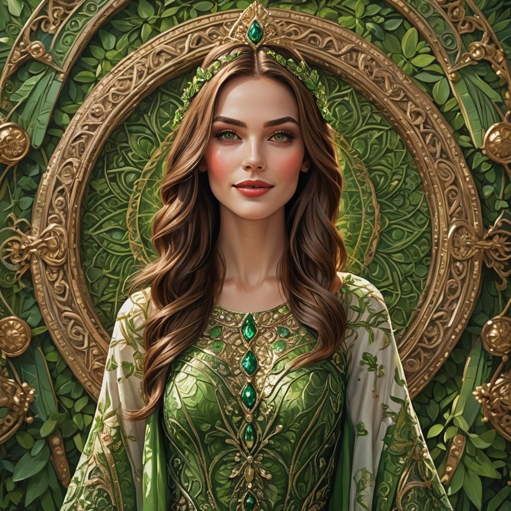 Stunning Brunette Woman with Symmetrical Features in Photore...