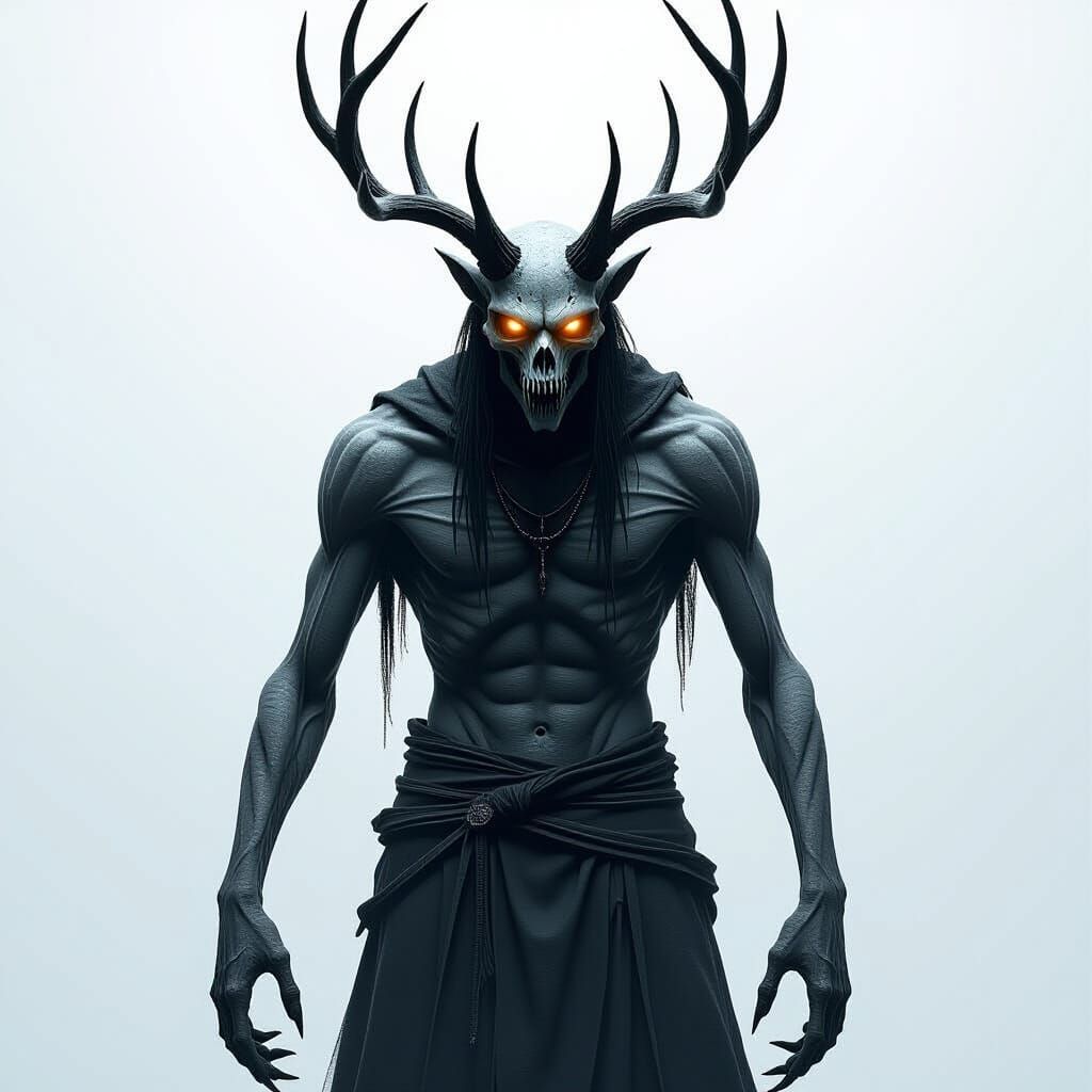 Gaunt Wendigo with Antlers in Unreal Engine Style