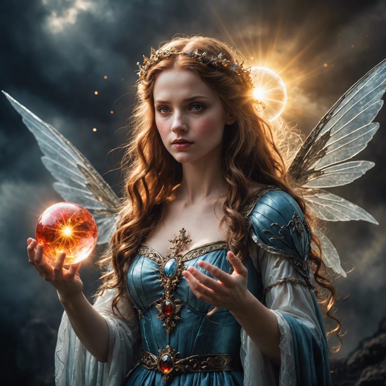 Divine Fairy Holding Orb Reflecting Bloody War
