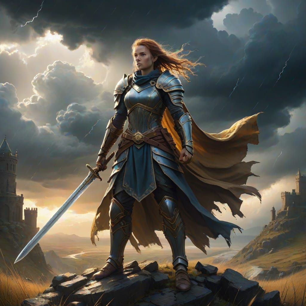 Yrsa Stormbrand Holds Skybound Oath Sword Aloft
