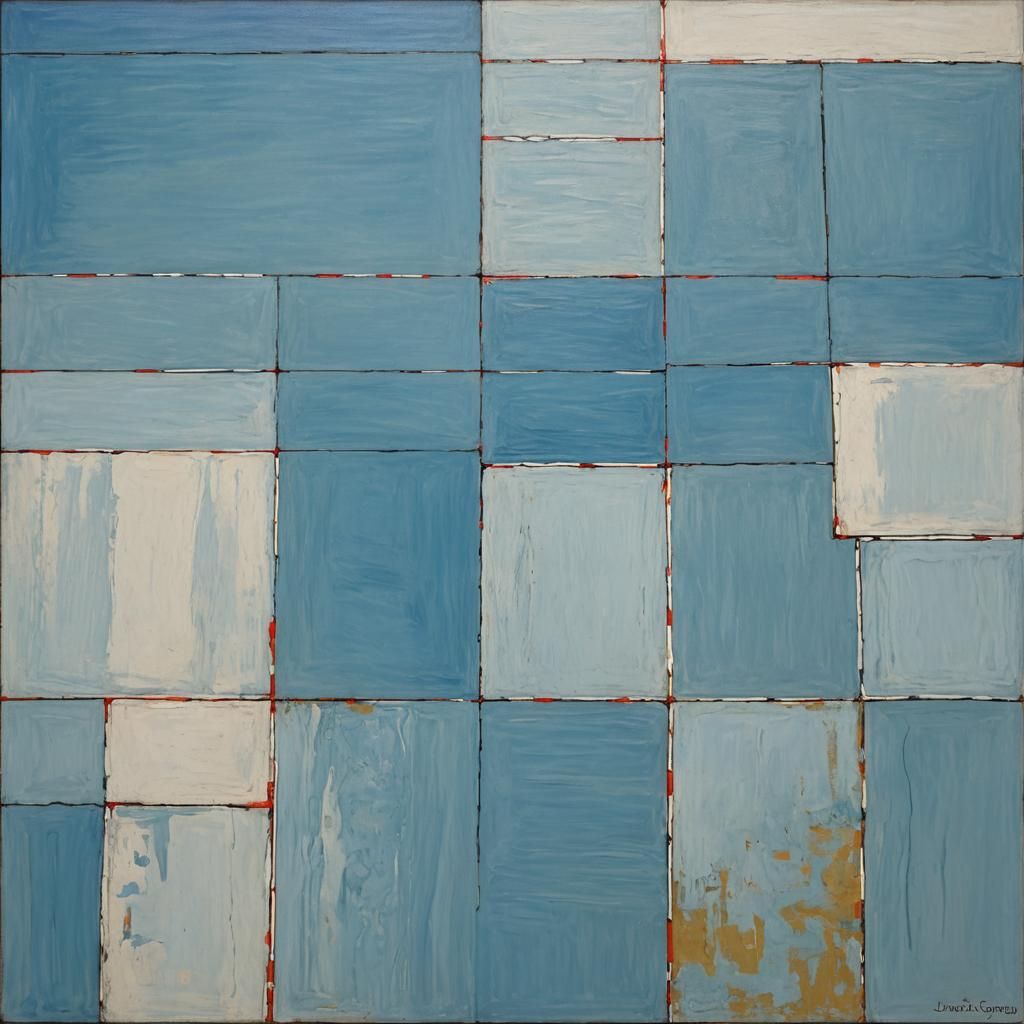 Abstract Geometric Art in Mondrian Style