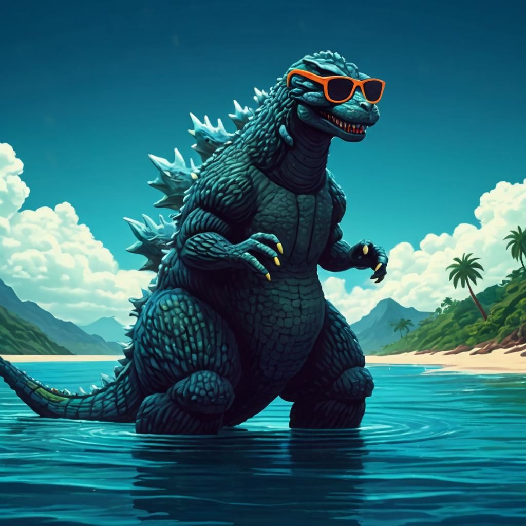 put Godzilla in sunglasses