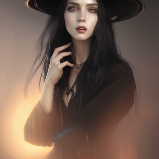Beautiful Witch Portrait in Hyperrealistic Style