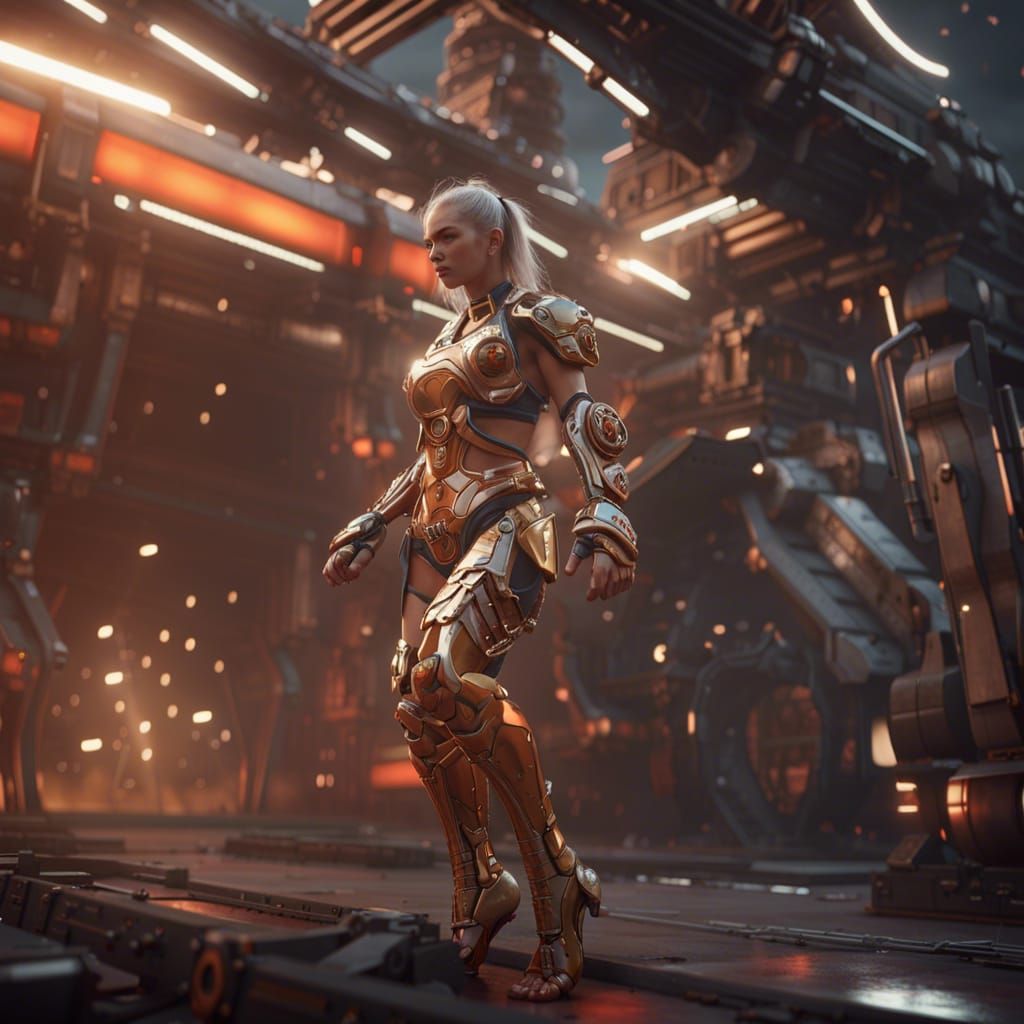 Fantasy Muay Thai Fighter with Sci-Fi Details