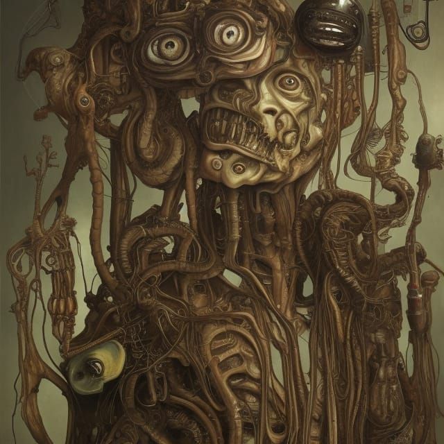 Surreal Hybrid Creatures in Dystopian Landscape