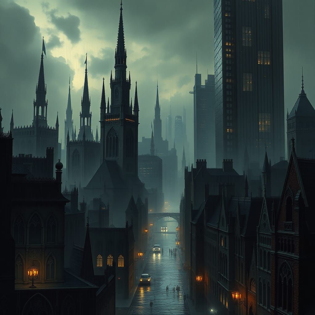 A dark fantasy mix of medieval and modern aesthetics