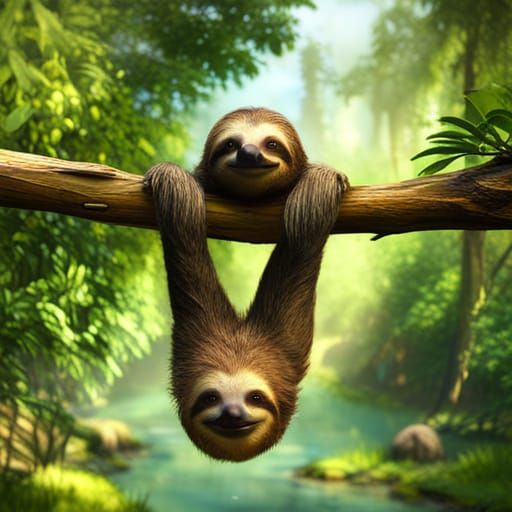 Sloths in Jungle, Unreal Engine 5 Rendering