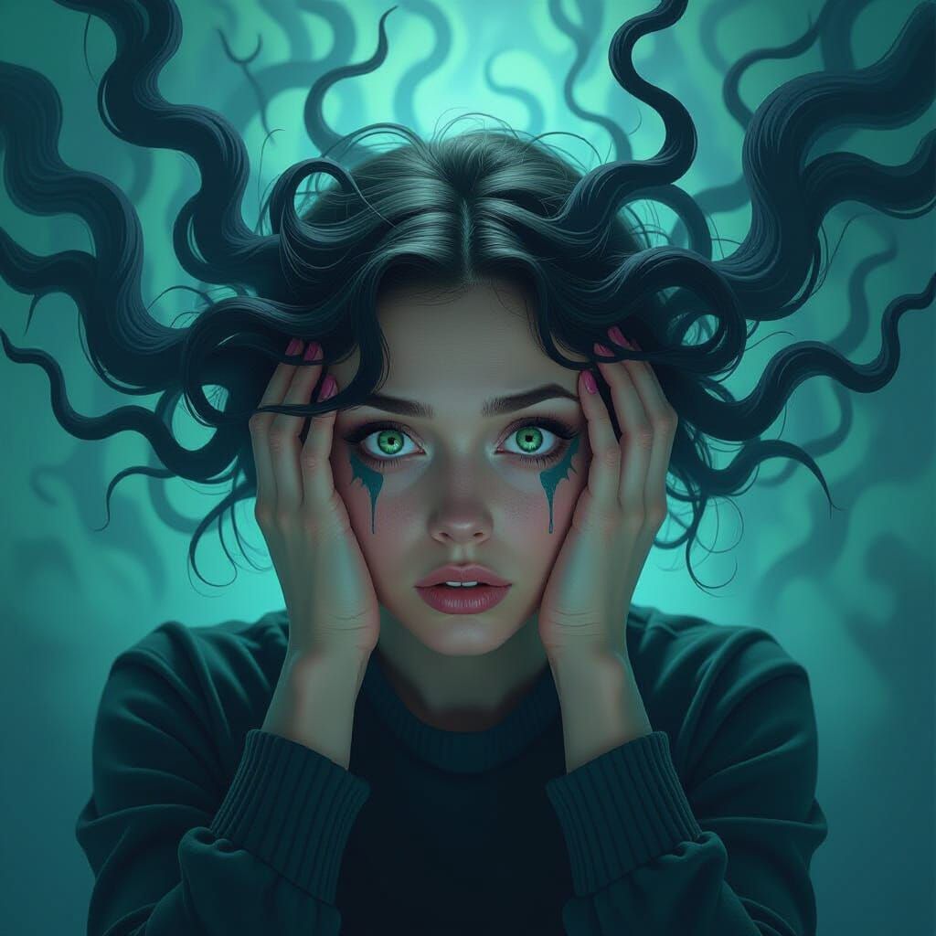 Psychological Horror Art: Overwhelmed Mind