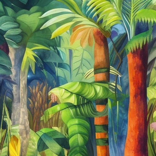 Impressionist Jungle Gouache Painting in 8k Resolution