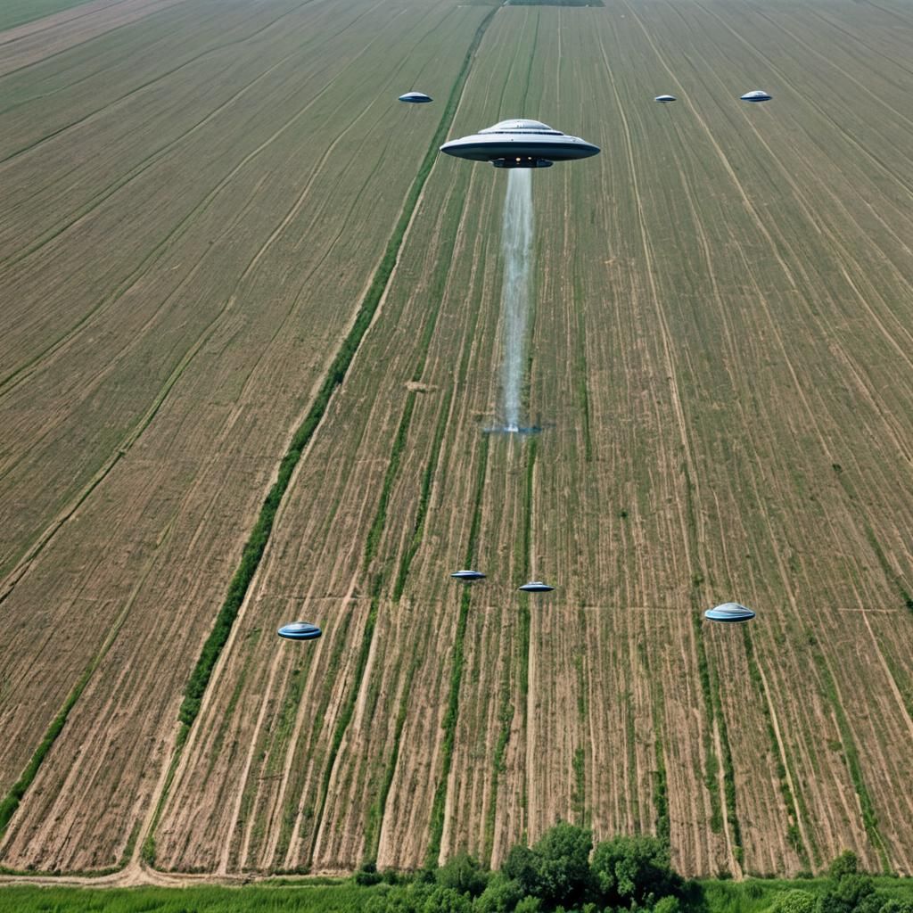 UFO Fleet Invades Rural Crop Field