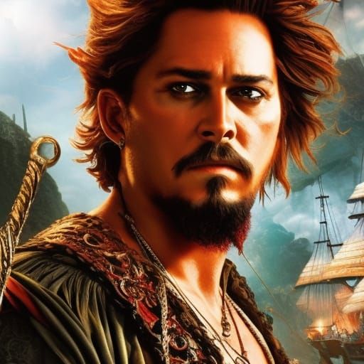 Pirate Running Away Scared: Hyperrealistic Artgerm Style