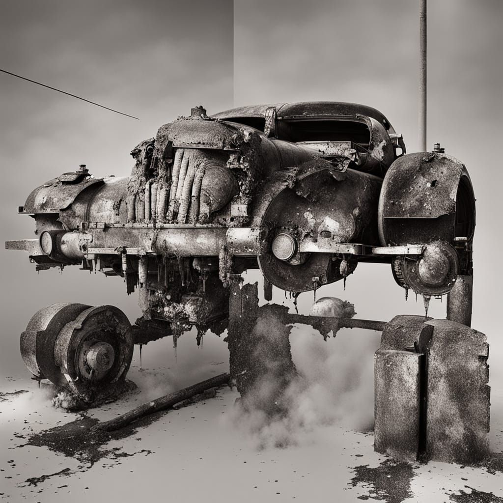 Goth Fashion Model in Industrial Decay, Inspired by Film Noi...