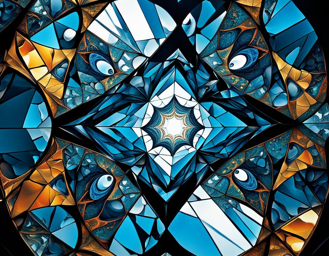 Fractal Mirror: A Surrealist Ink Drawing