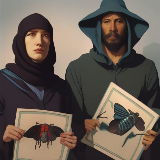 Rebels Protest Extinct Insects: Hyperdetailed Portrait