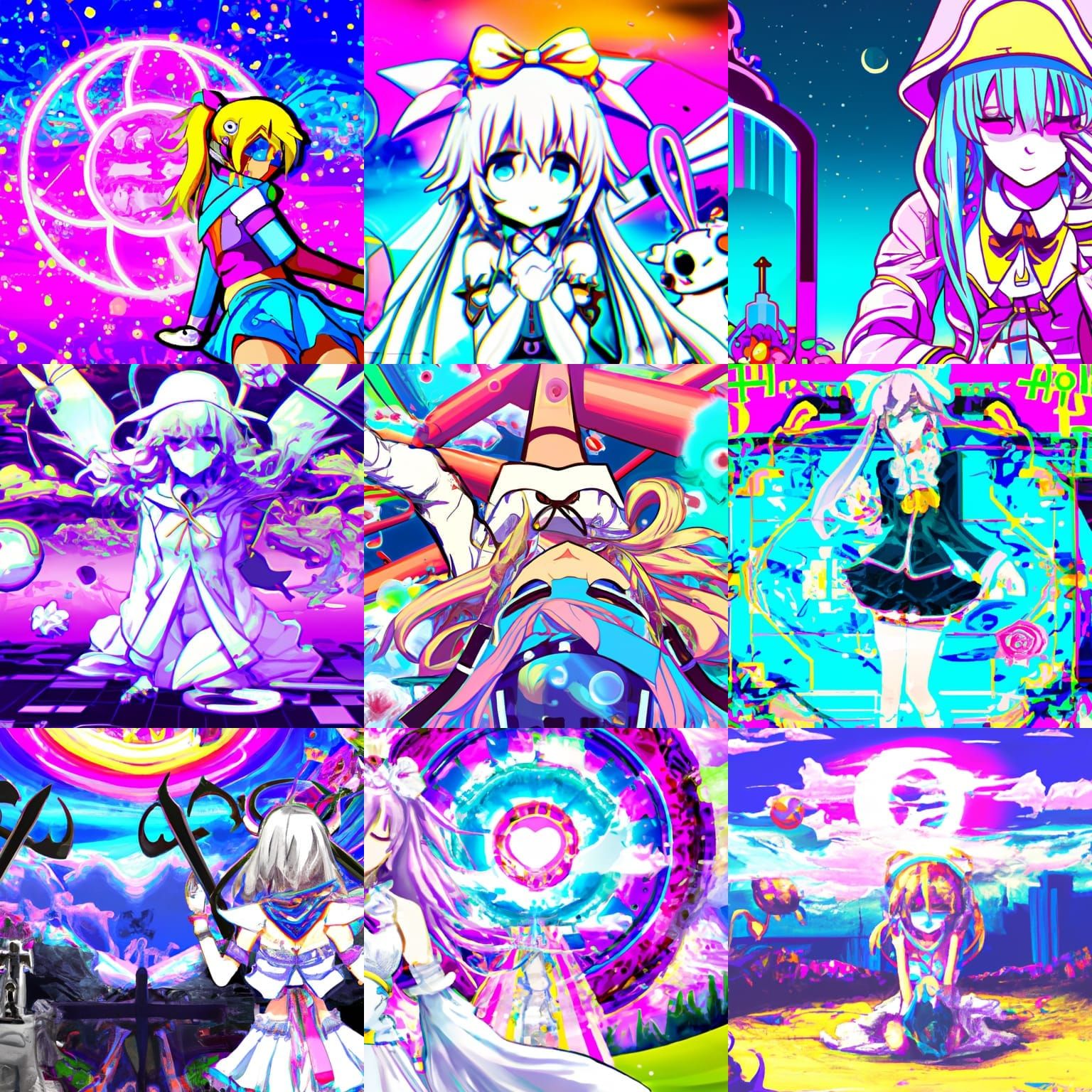 Psychedelic Anime Girl in Graveyard: Manga Concept Art