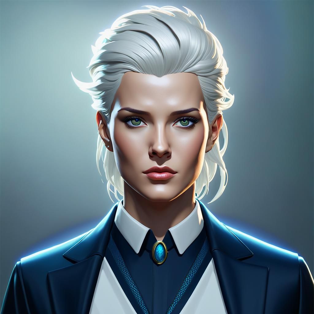 Nordic Businesswoman Portrait in Anime Style