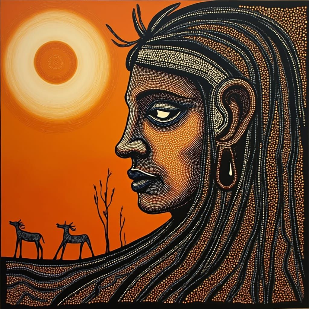 Abstract tribal woman portrait