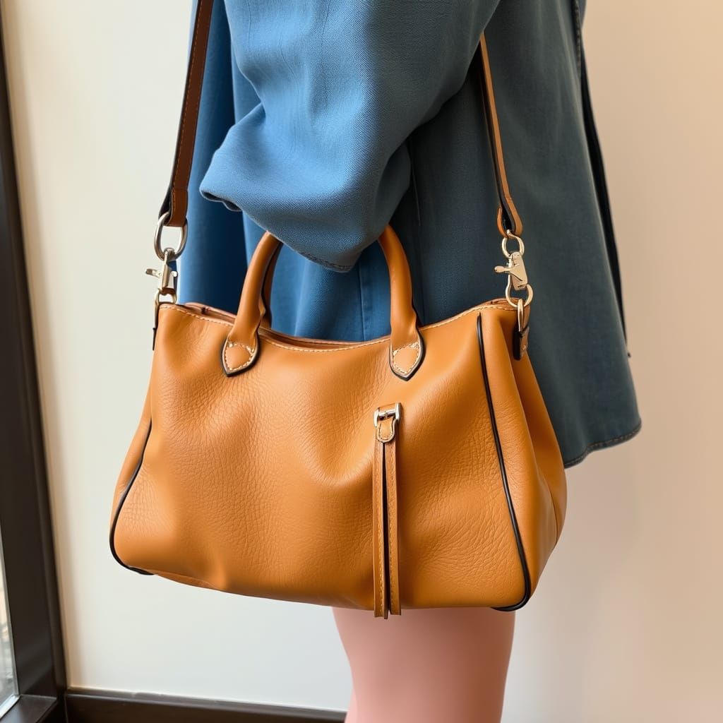 Elegant Leather Purse with Gold Clasp