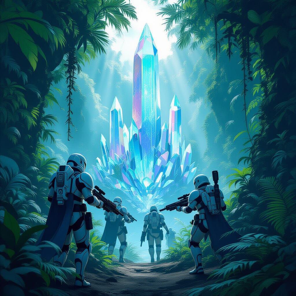 Clone Commandos in Bioluminescent Jungle with Ornate Detail