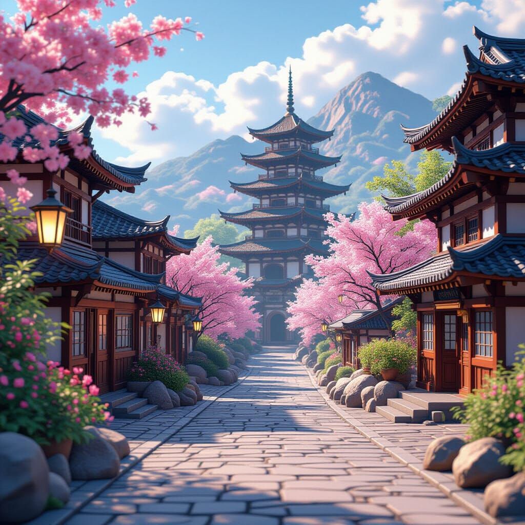 Ultra-Detailed 3D Anime Scenery with Volumetric Lighting