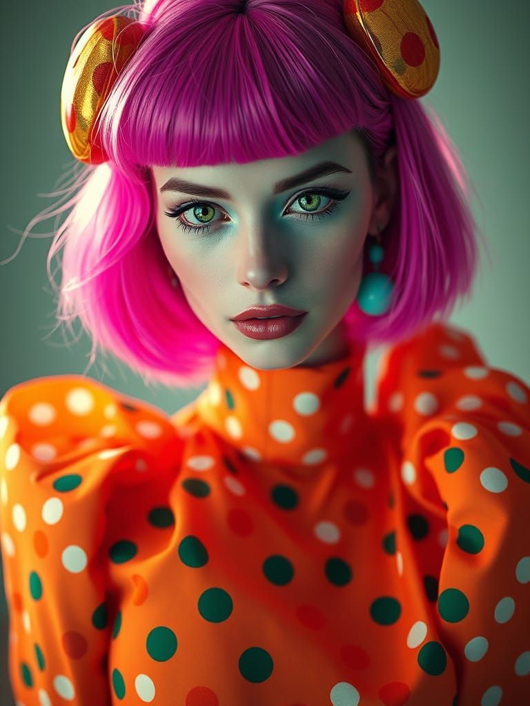 Exquisite Alien Polka Dot Fashion Editorial in 3D Rendering
