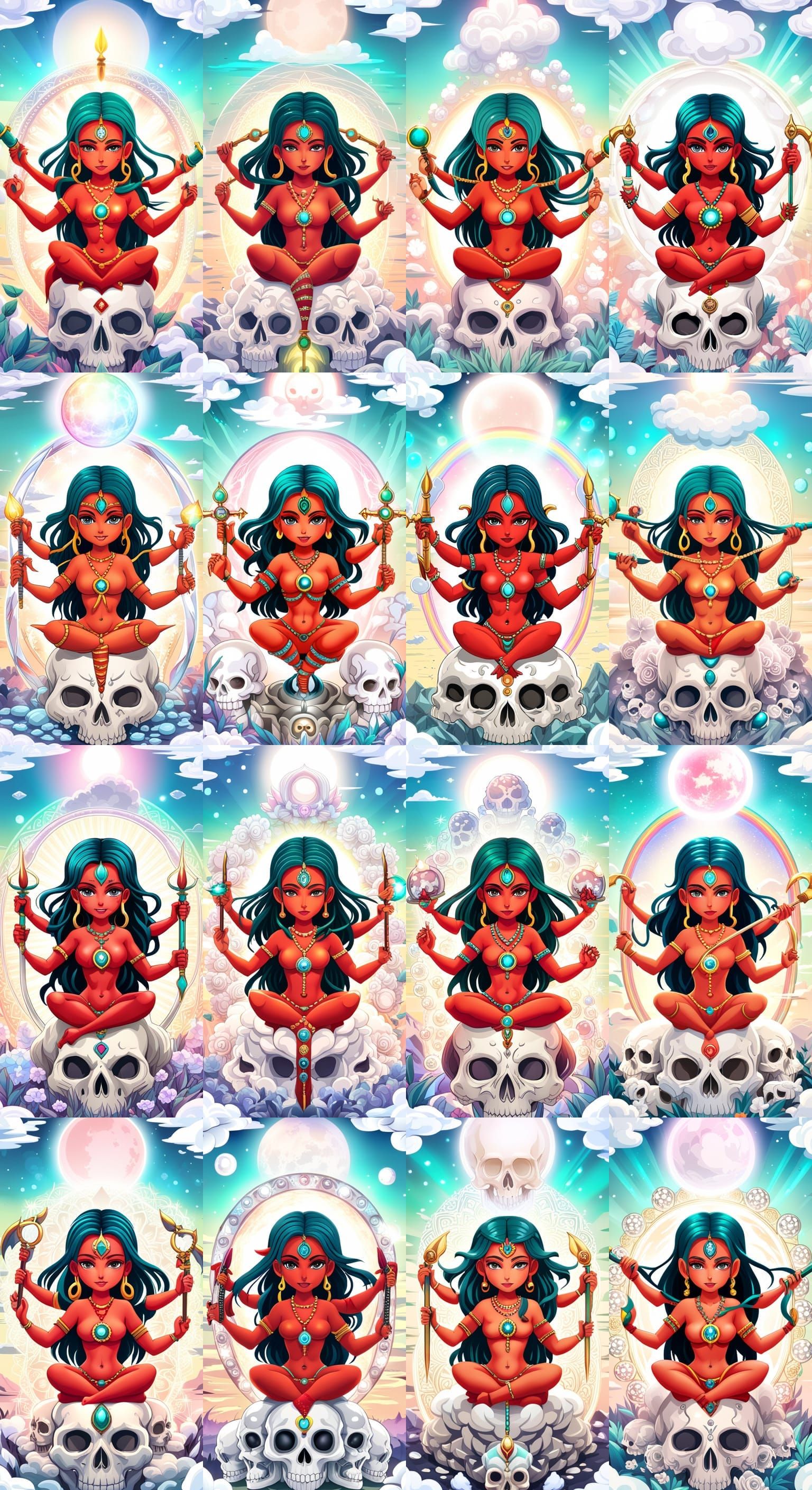 Chibi Vajrayogini Goddess with Weapons in Anime Art