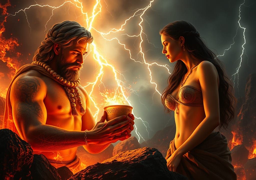 Hephaestus and Aphrodite: Forging Lightning in Digital Art