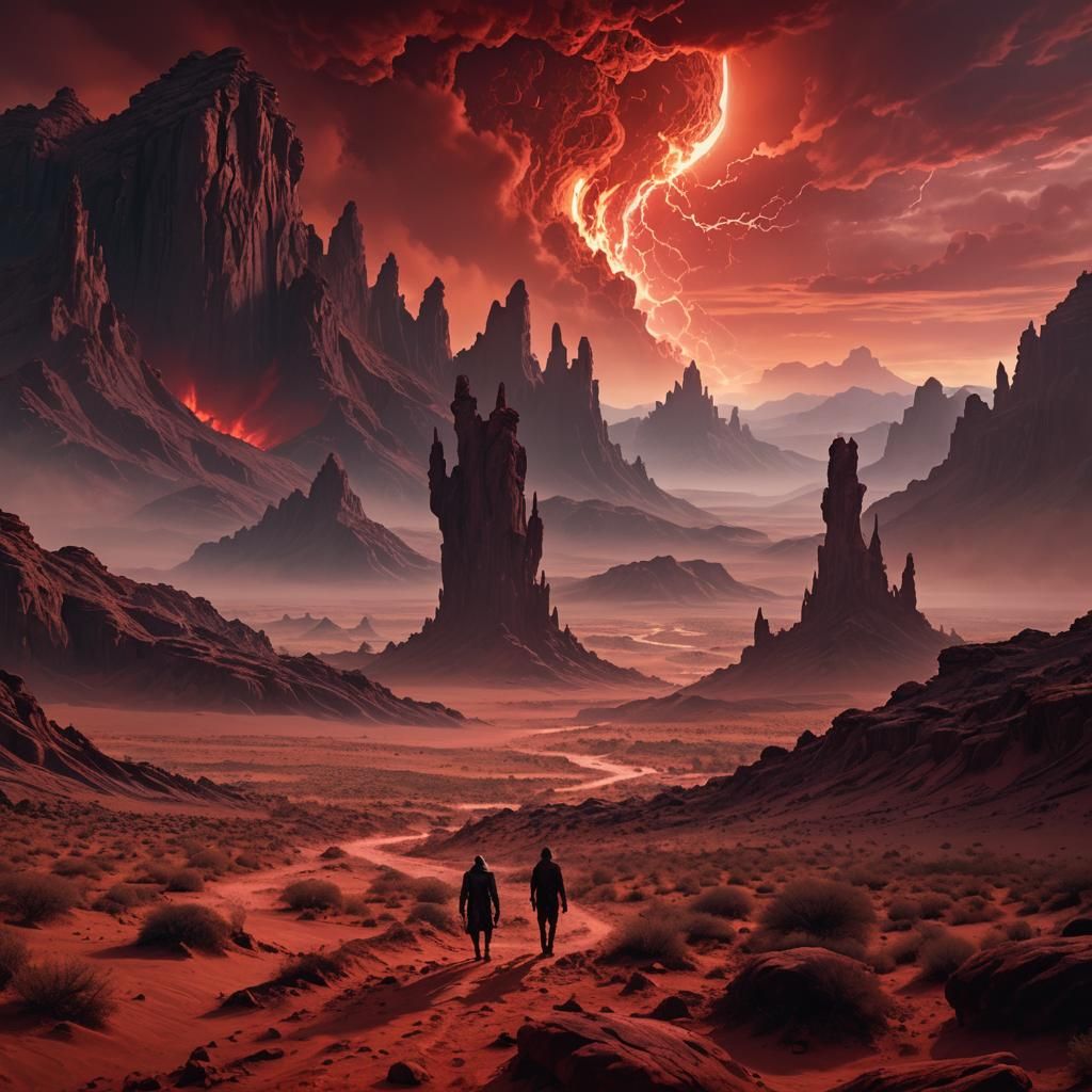 Mystical Desert Valley with Supernatural Entity