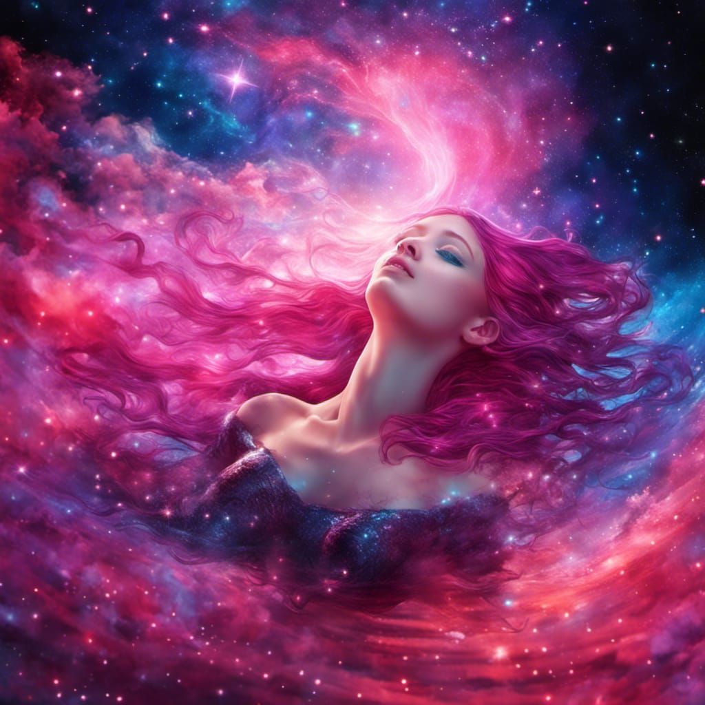 Mermaid's Cosmic Dance Through the Milky Way