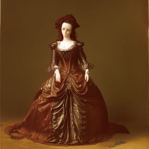 Woman in 19th Century Ball Dress: Detailed Matte Painting