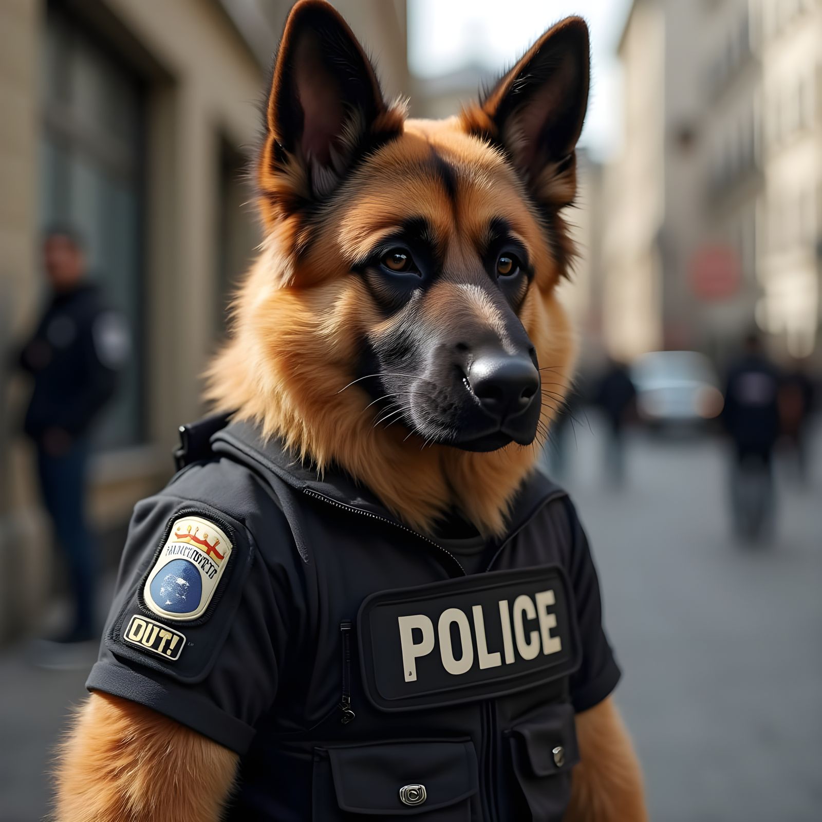 Anthropomorphic Furry German Shepherd Police Officer