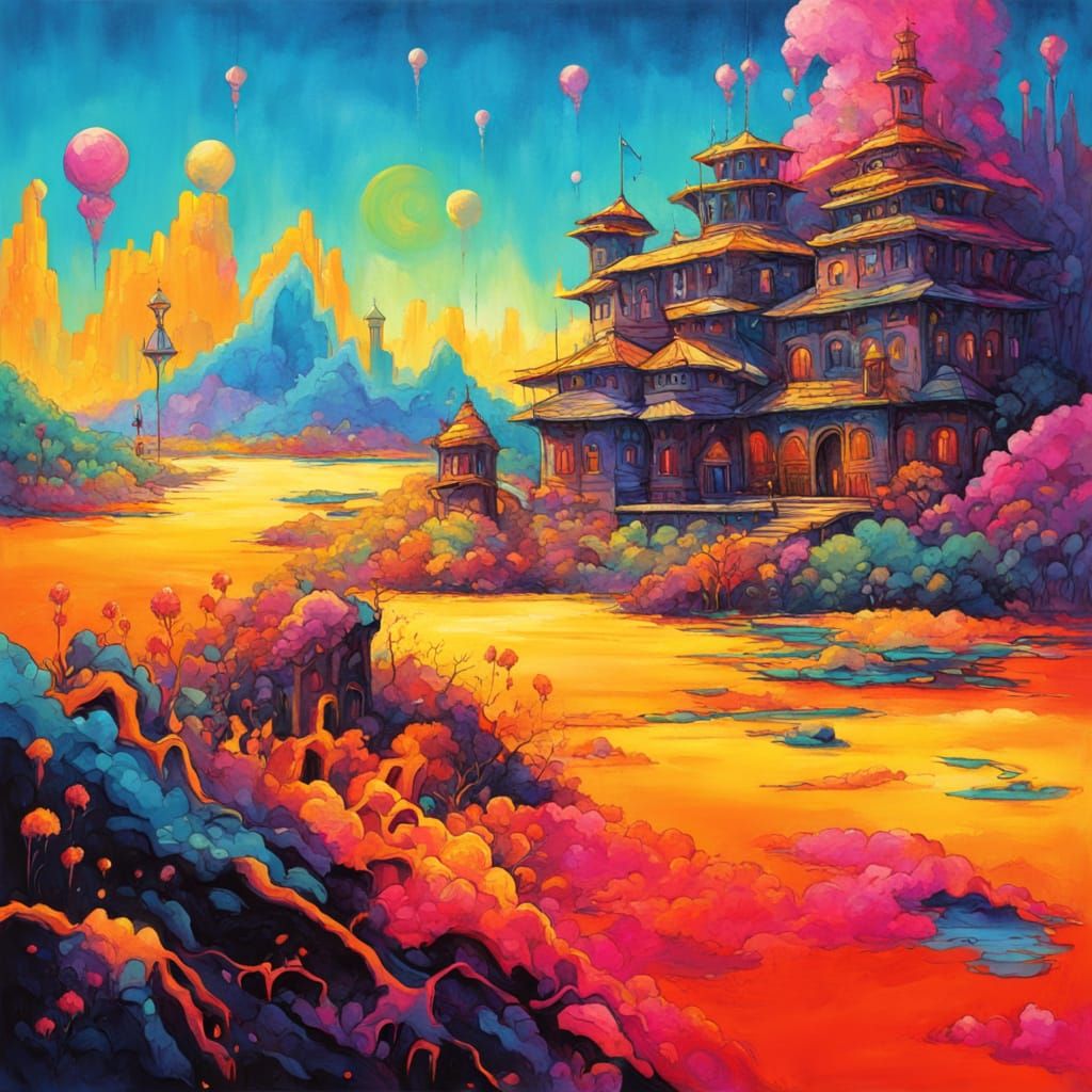 Vaporwave Metropolis in Abstract Meltdown Style